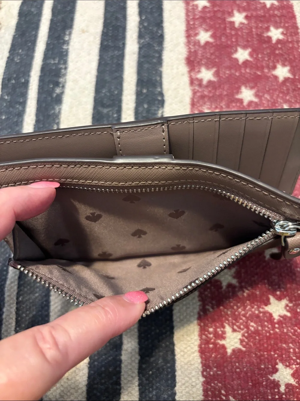 kate spade Light Taupe Saffiano Leather Continental Wallet